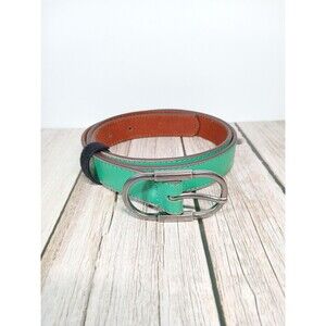 Green Genuine Leather Belt 1877 with Southwestern Geometric Design